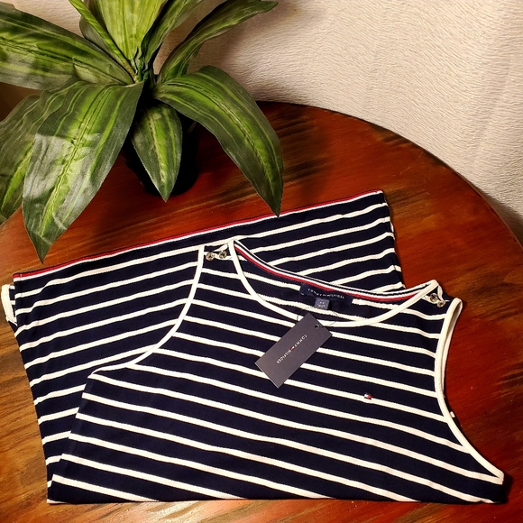 Tommy Hilfiger Navy & White Striped Tank Top - Picture 2 of 5